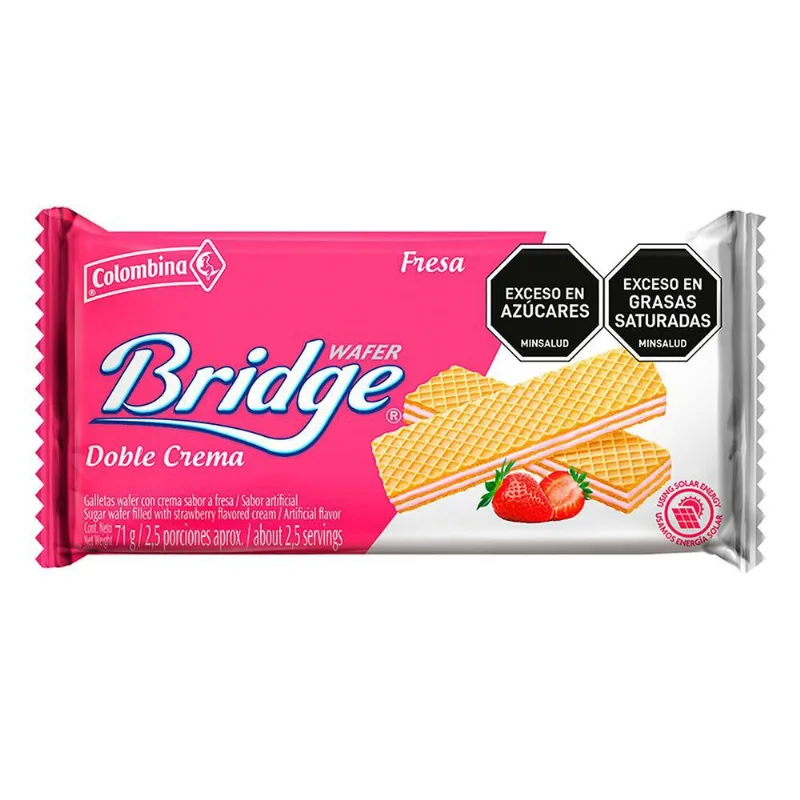 Galletas BRIDGE wafer doble crema sabor a fresa (71 gr)