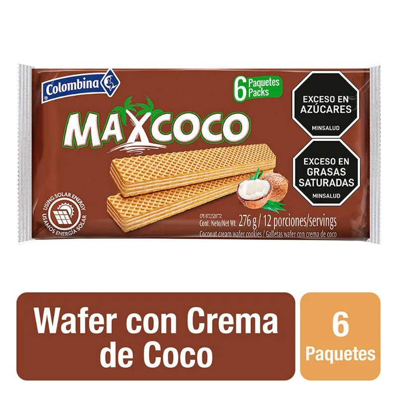 Galletas COLOMBINA wafer con crema de coco x6und (276 gr)
