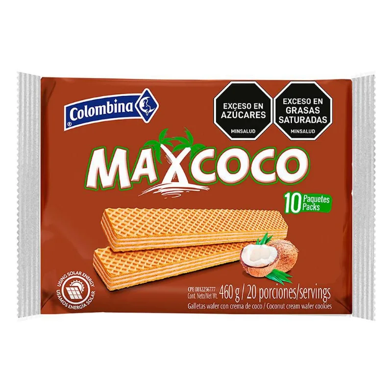 Galletas COLOMBINA wafer con crema de coco x10und (460 gr)