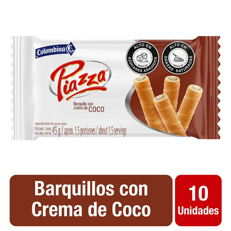 Barquillos PIAZZA con crema de coco (45 gr)