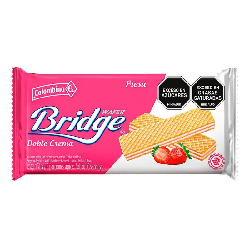 Galletas BRIDGE wafer doble crema sabor a fresa (151 gr)