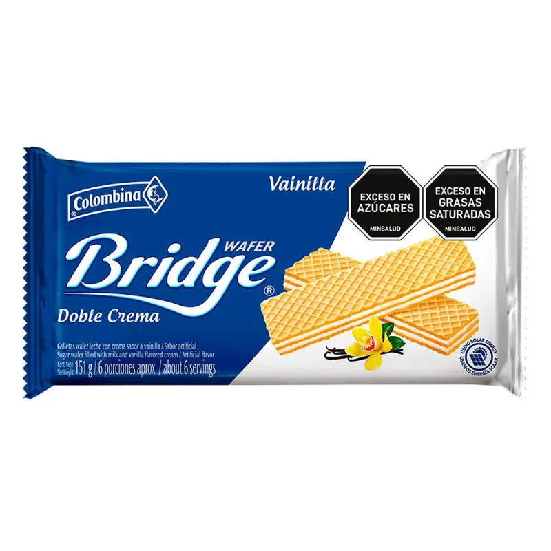 Galletas BRIDGE wafer vainilla doble crema (151 gr)