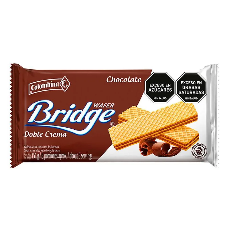 Galletas BRIDGE wafer chocolate doble crema (151 gr)