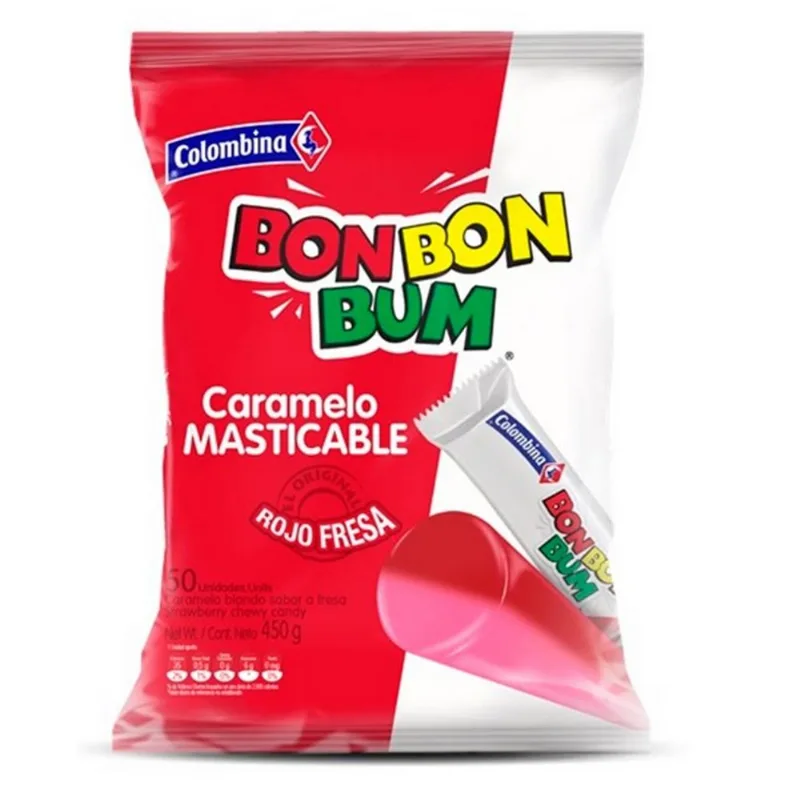Caramelo Masticable Bon Bon Bum Sabor A Fresa