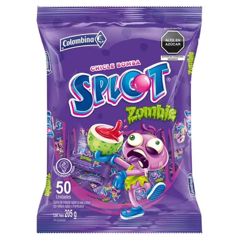 Gomas de Mascar Zombie Splot COLOMBINA Bolsa 50un