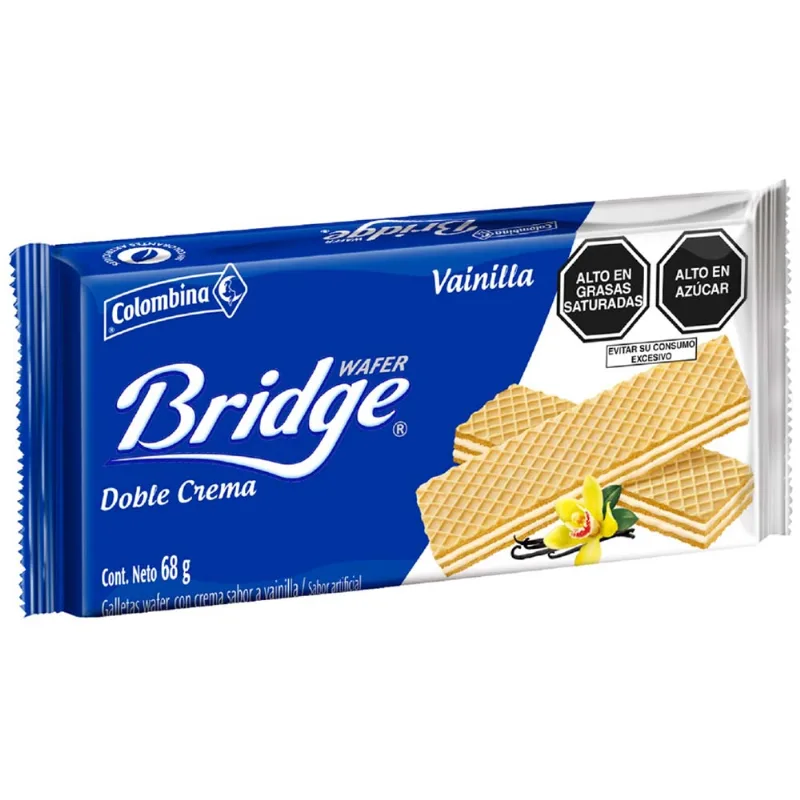 Wafer COLOMBINA Bridge Sabor a Vainilla Paquete 68g