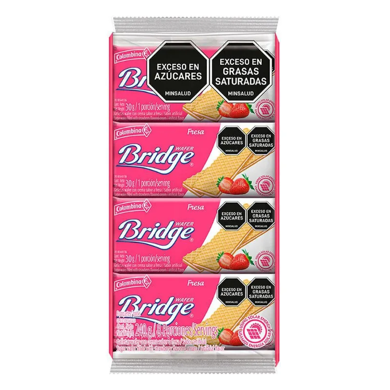 Galletas BRIDGE wafer fresa x8und (224 gr)
