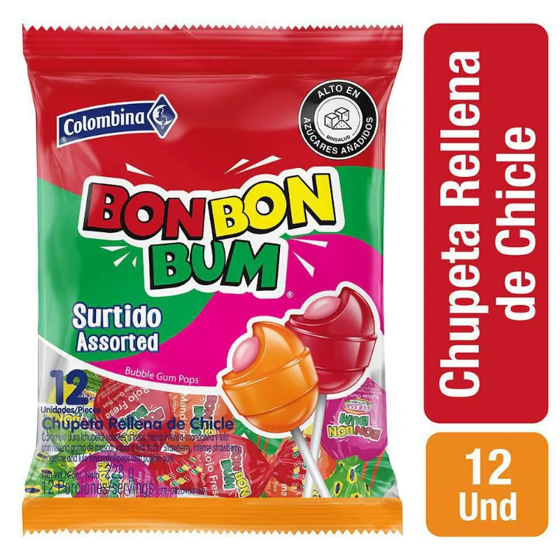 Chupeta Surtido Blsa X 12 BON BON BUM 228 gr