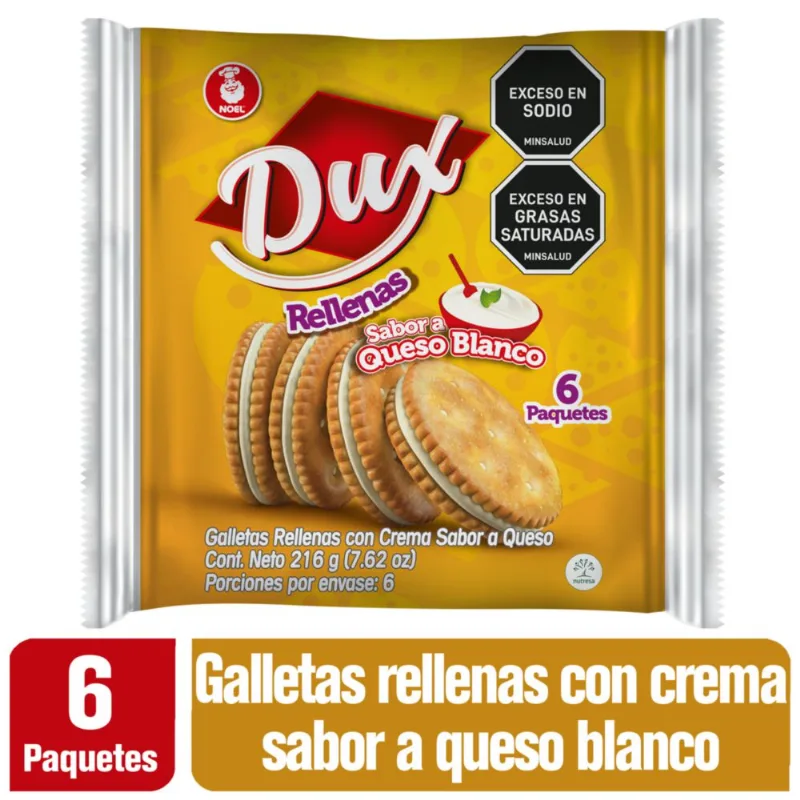 Galletas DUX con crema sabor queso blanco (216 gr)