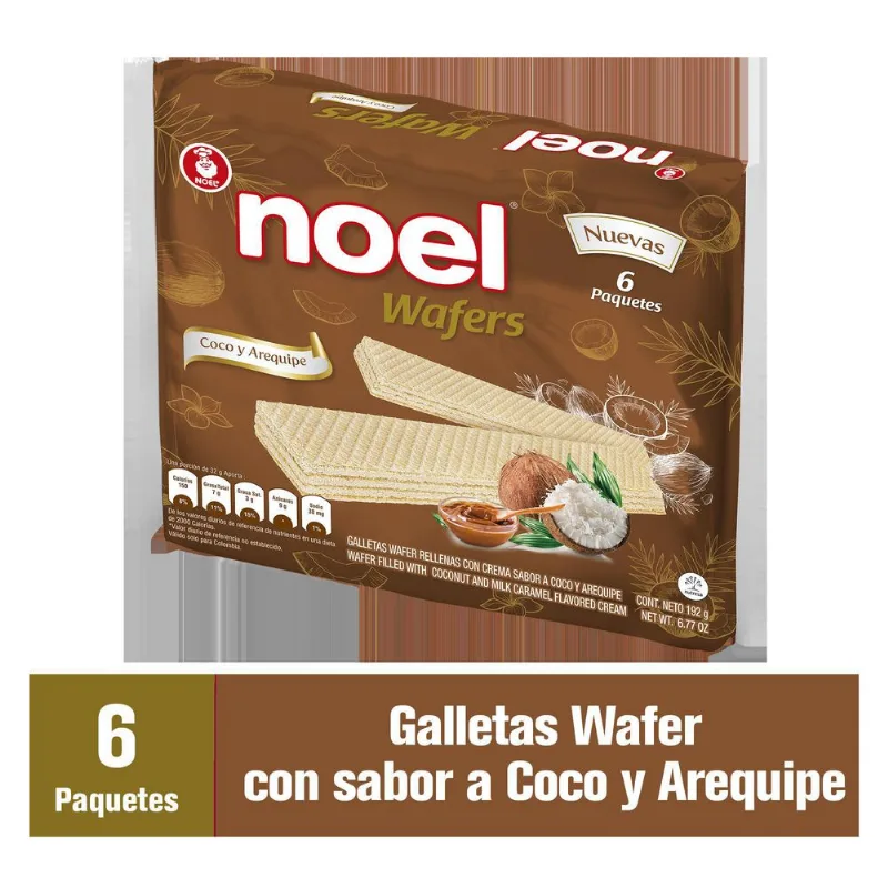 Galletas NOEL wafer sabor coco y arequipe (192 gr)