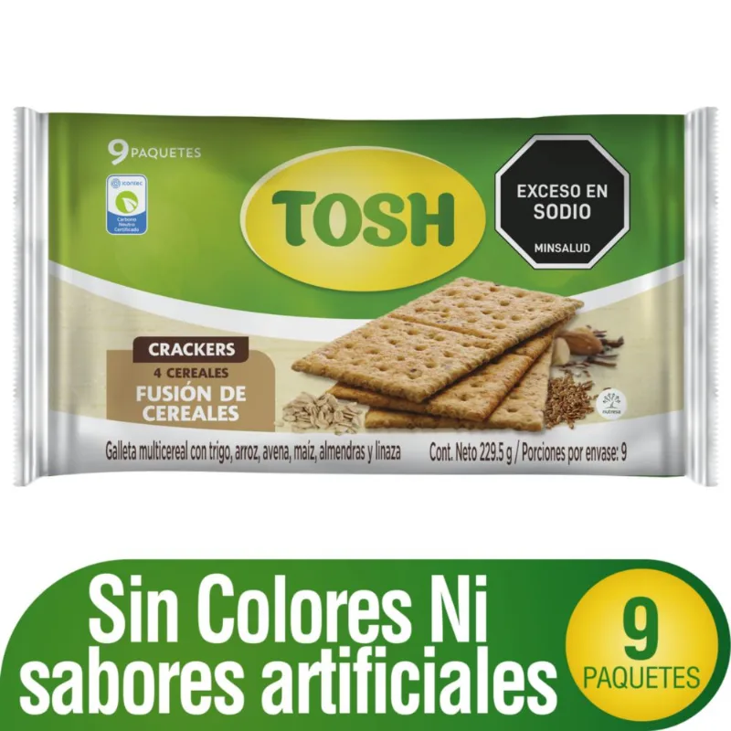 Galletas TOSH crackers fusión de cereales x9und (229.5 gr)