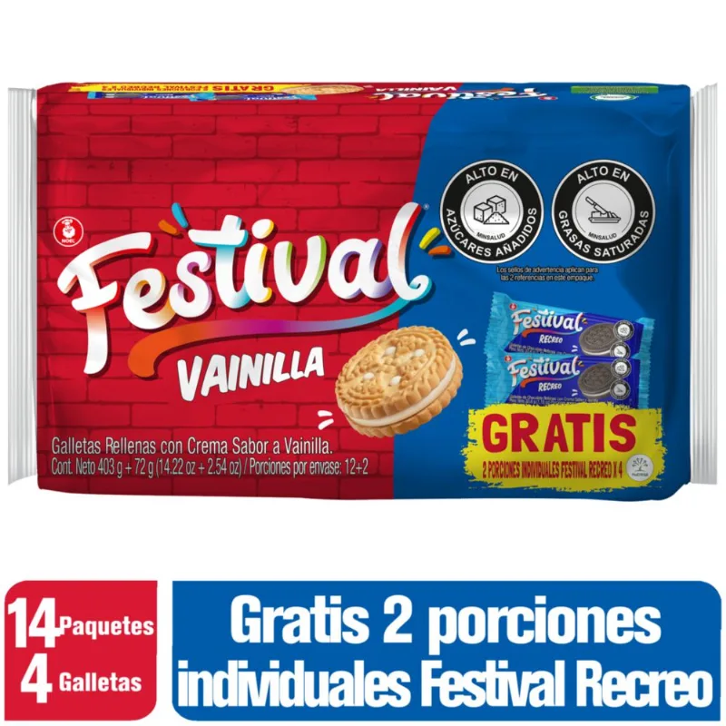 Galletas FESTIVAL vainilla + galletas recreo (475 gr)