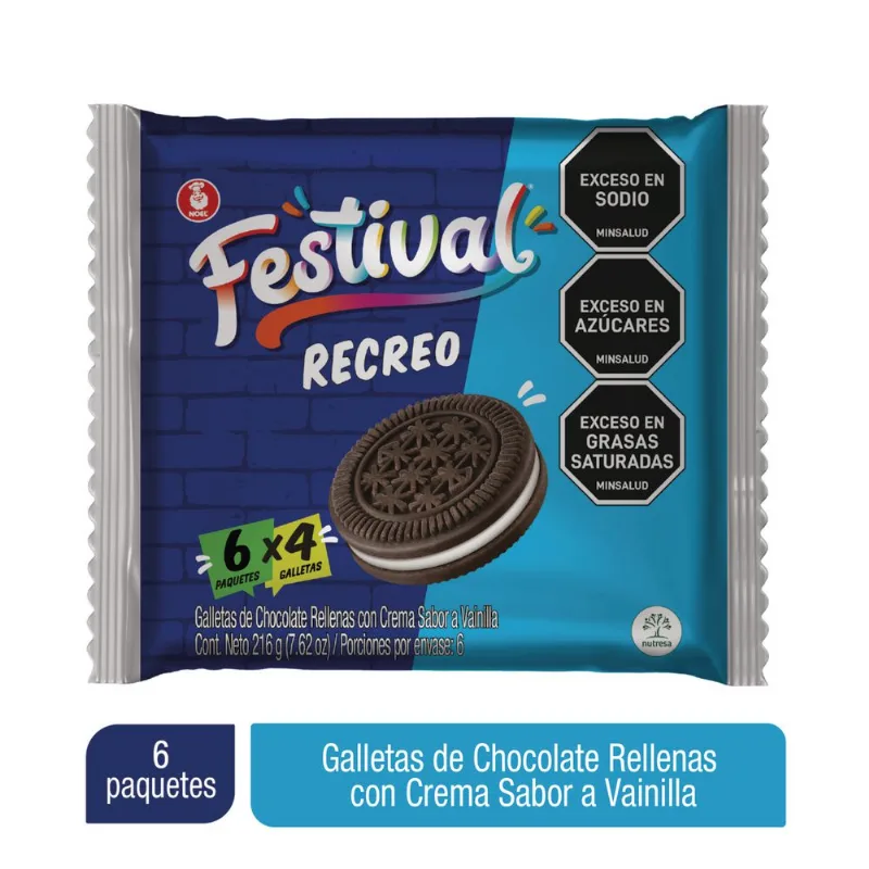 Galletas FESTIVAL chocolate con crema de vainilla (216 gr)
