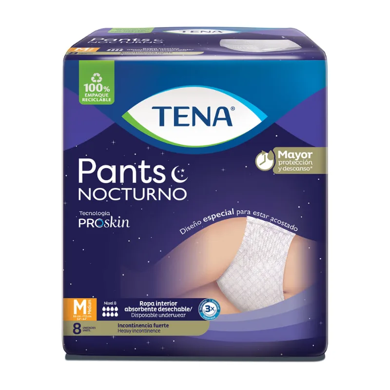 Pañal Tena Pants Nocturno x 8 un Talle M | 8 Unidades por Paquete