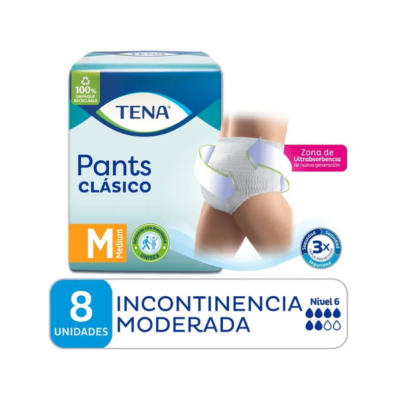 Ropa interior Tena pants clásico talle M 8 uni