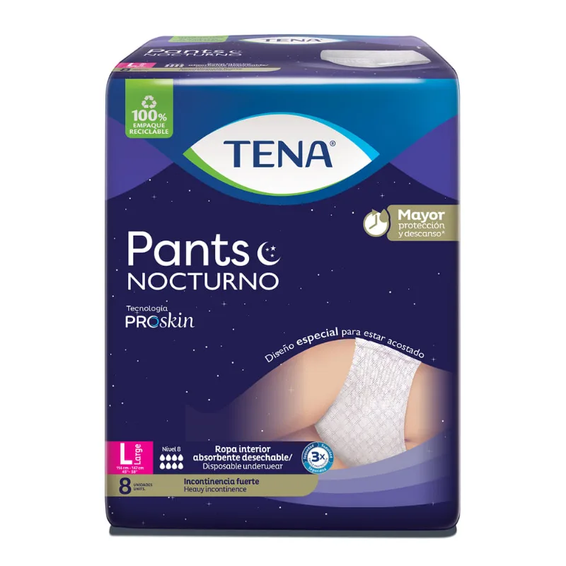 Pañal Tena Pants Nocturno x 8 un Talle L | 8 Unidades por Paquete