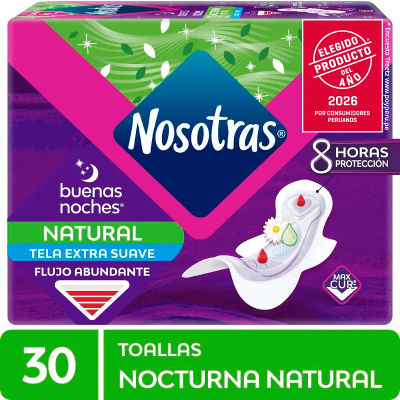 Toallas Higiénicas Nosotras Buenas Noches Tela Suave 30 un.