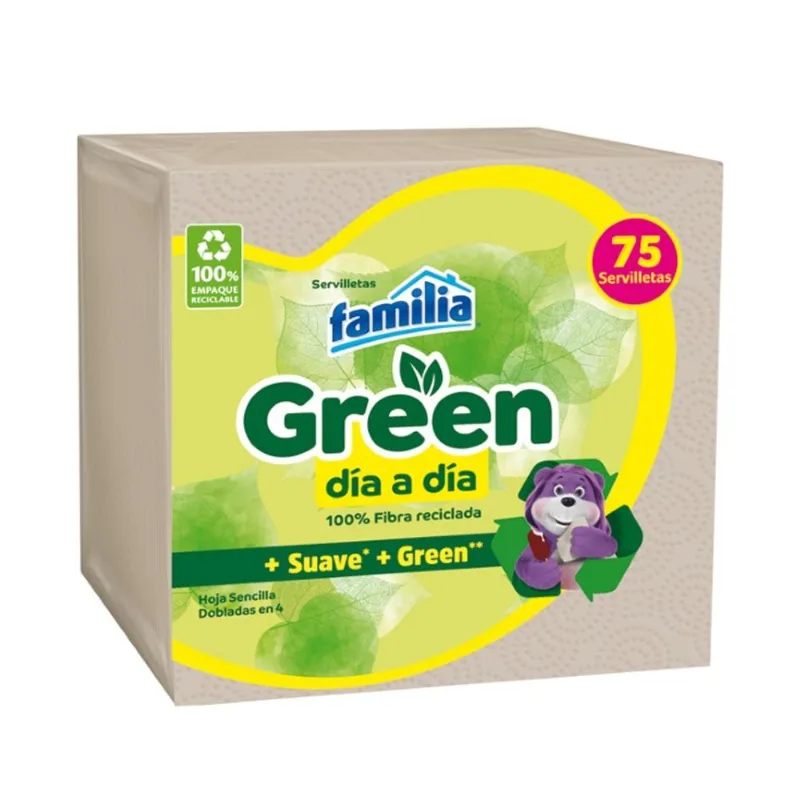 Servilleta Familia Green Día A Día Fibra Reciclada X 75 Un
