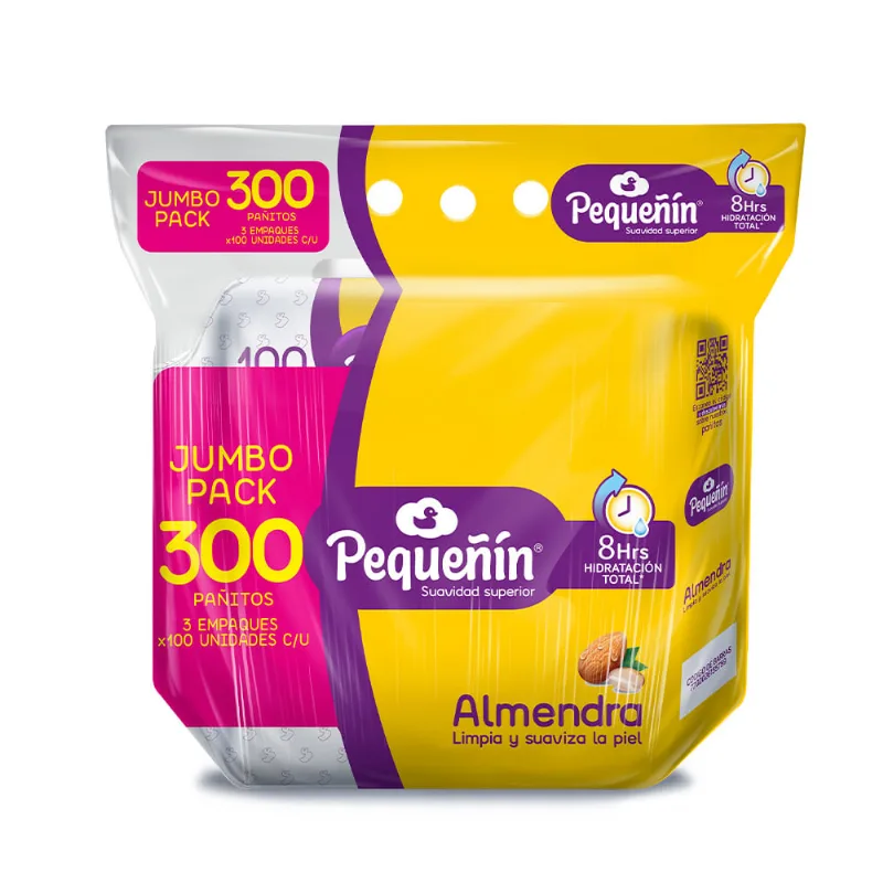 Toallitas Húmedas Almendra Jumbo Pequeñín Pack 3X100