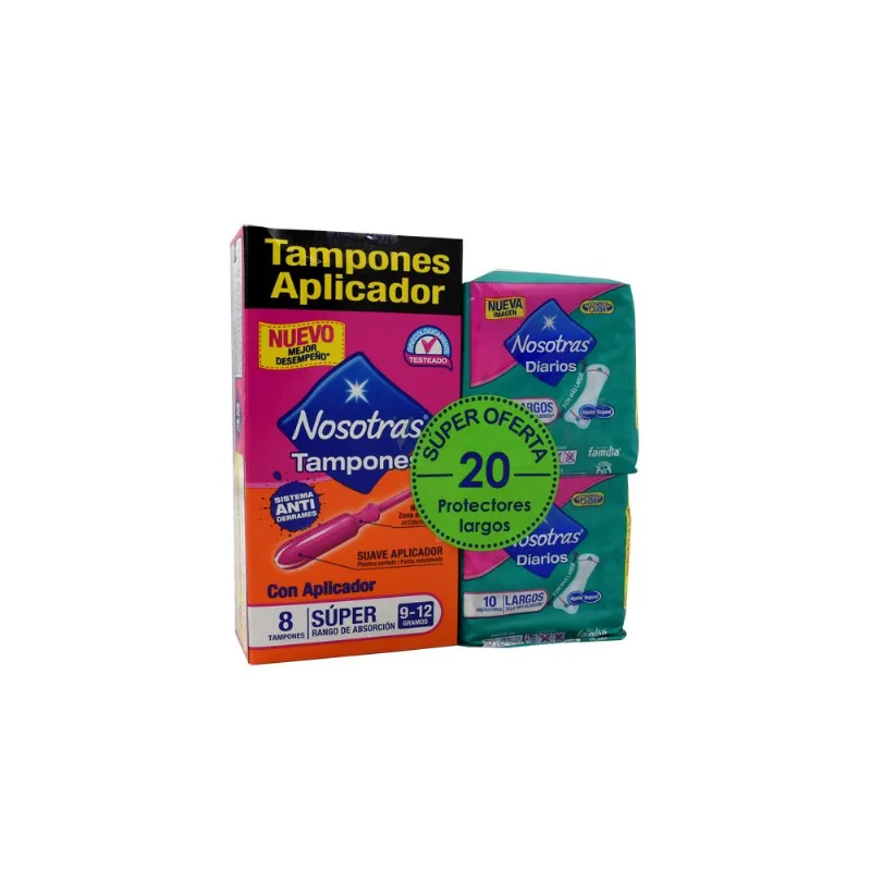 Tampones Súper con Aplicador Nosotras Caja con 8 Unidades