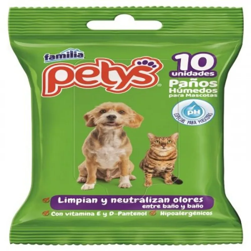 Paños húmedos mascotas x10 unidades PETYS