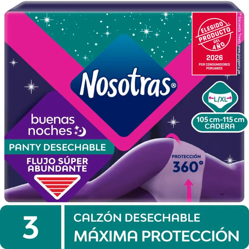 Calzón Nocturno Nosotras Buenas Noches Talla L-XL 3 un.