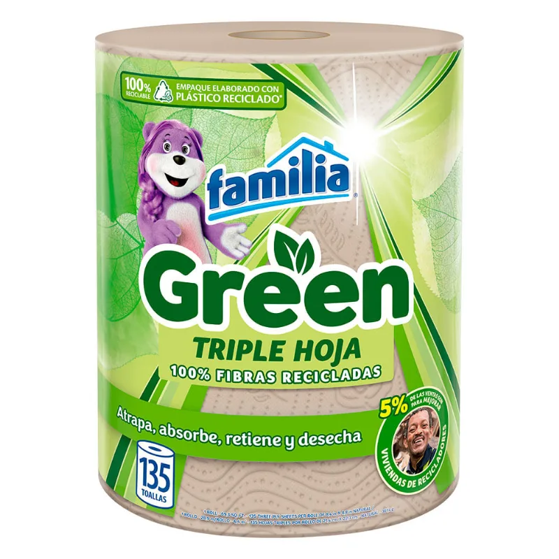 Toalla cocina triple hoja1 rollo x135hojas Familia