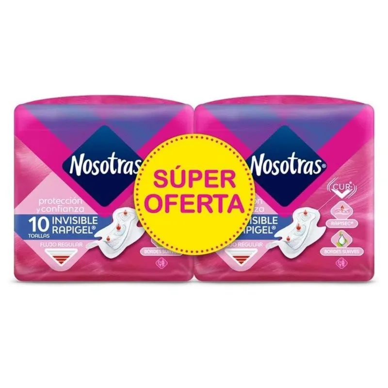 Oferta Toallas Higienicas Invisible Ajustable 10 Unds