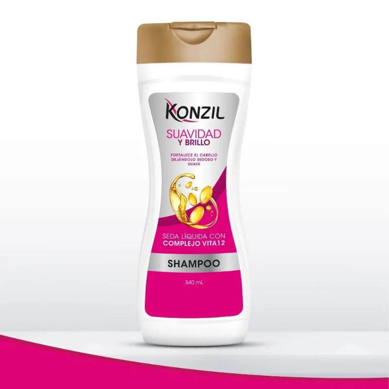 Shampoo KONZIL Suavidad y Brillo Seda Líquida Frasco 340ml