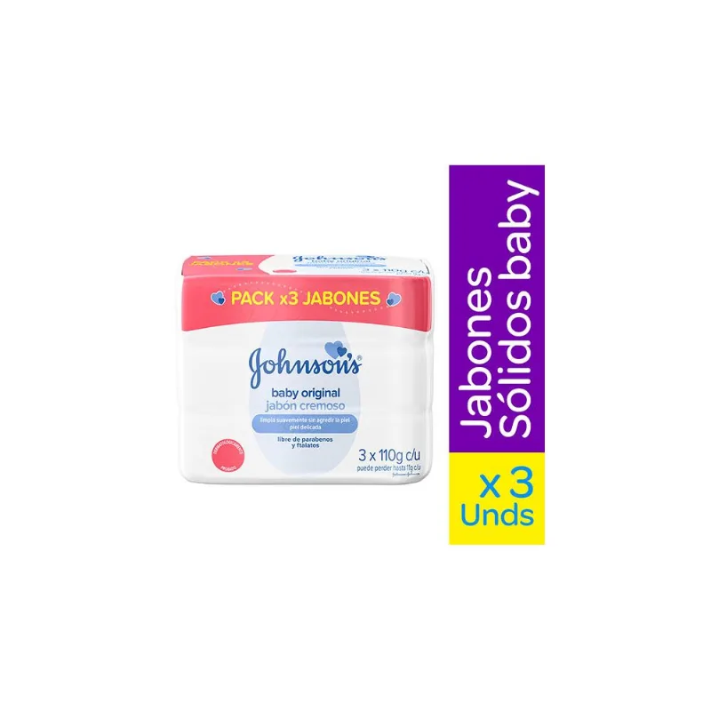 Jabón Johnson´s Baby Cremoso Original 3 con 110 Gr