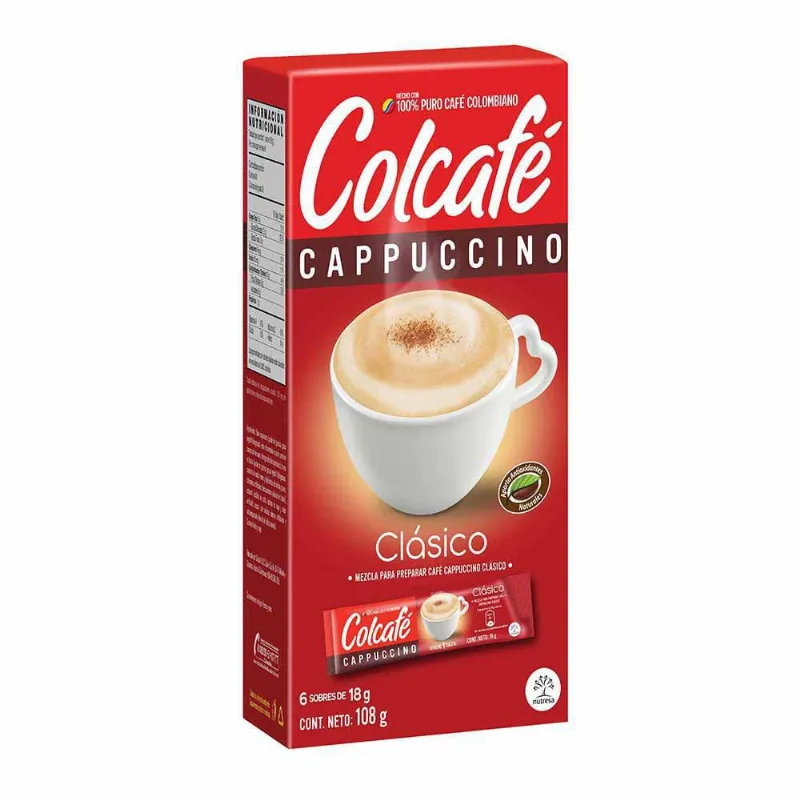 Cafe Cappuccino Caja Sobres COLCAFE 108 gr