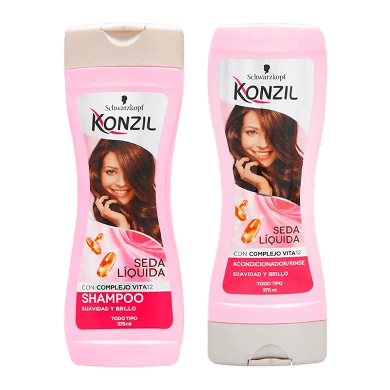 Shampoo Seda Líquida + Acondicionador Konzil 375ml