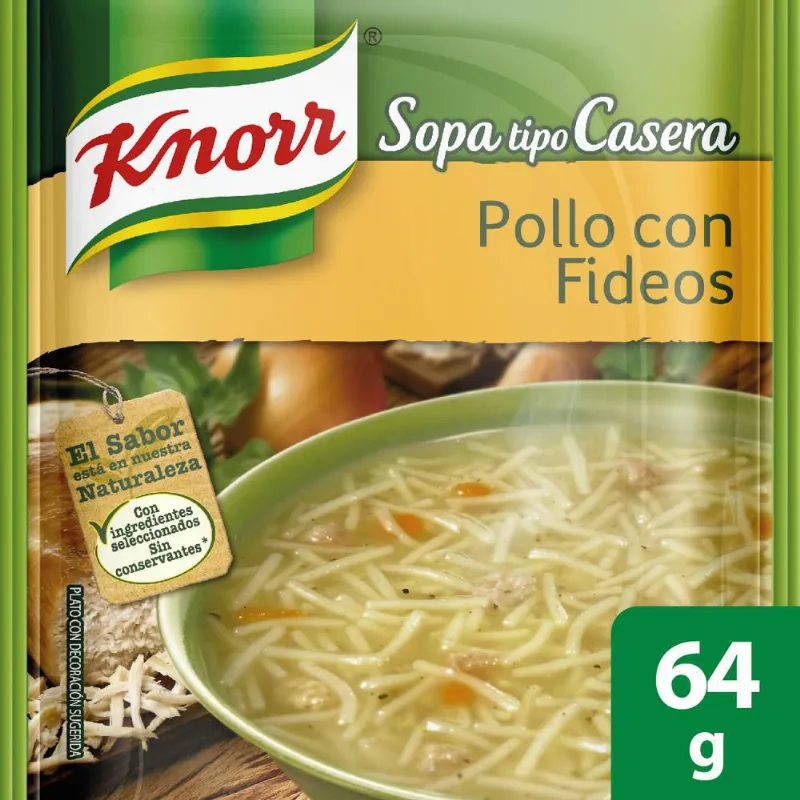 Sopa Pollo C/Fideos. KNORR 64 gr Knorr Sopa de Pollo con Fideos x 64 gr