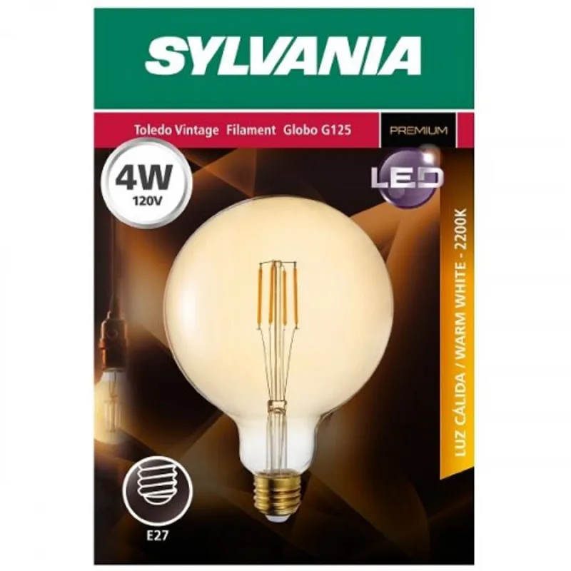 Bombillo Led Vintage Filamento Globo G125 4W Luz Calida