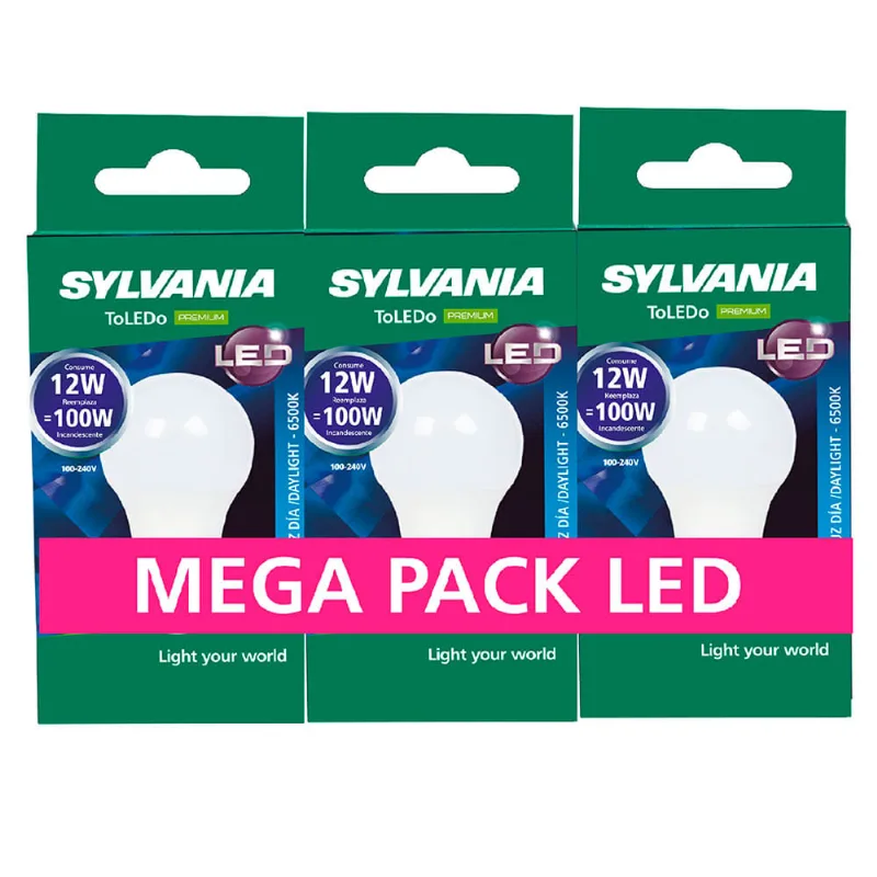 Bombillo Led 12W 6500K Luz Fria Pack x 3 Sylvania