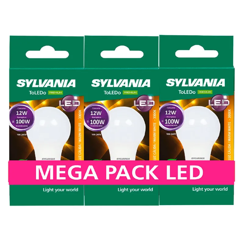 Bombillo Led 12W 4000K Luz Calida Pack x 3 Sylvania