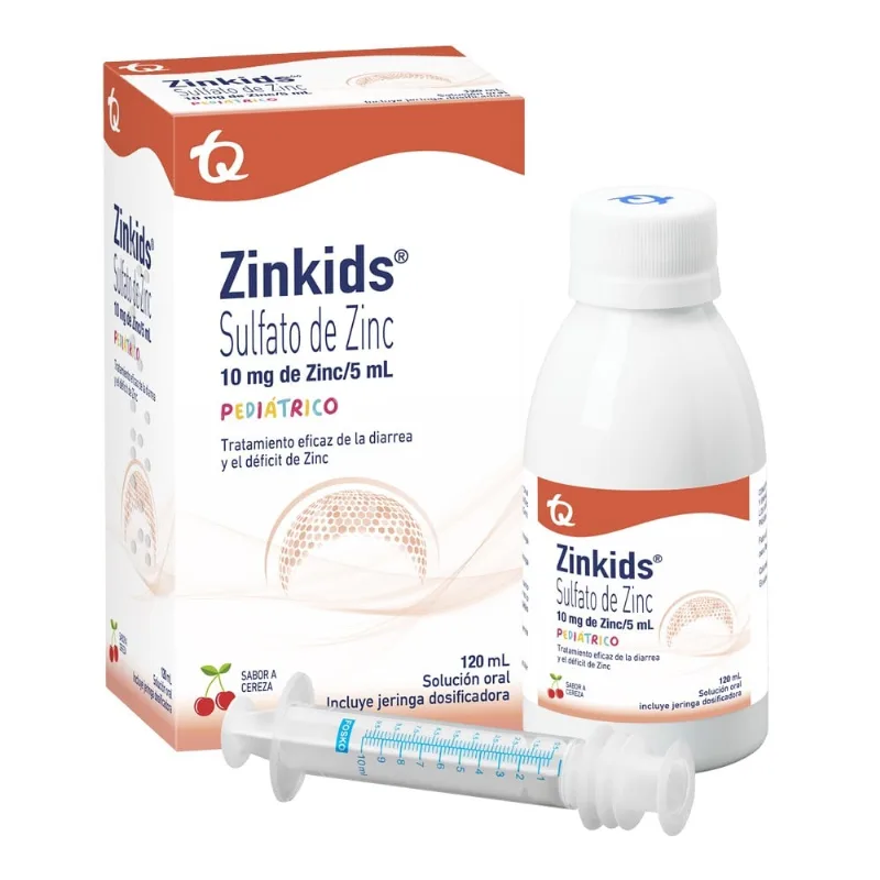 Sulfato de Zinc Zinkids 10mg / 5ml Sabor a Cereza 120 Ml