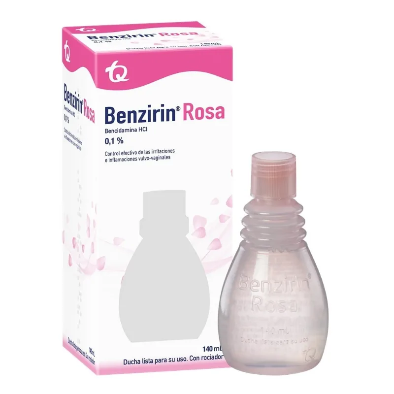 Benzirin Rosa 0.1 % Ducha Lista para su Uso Caja con Frasco con 140 Ml