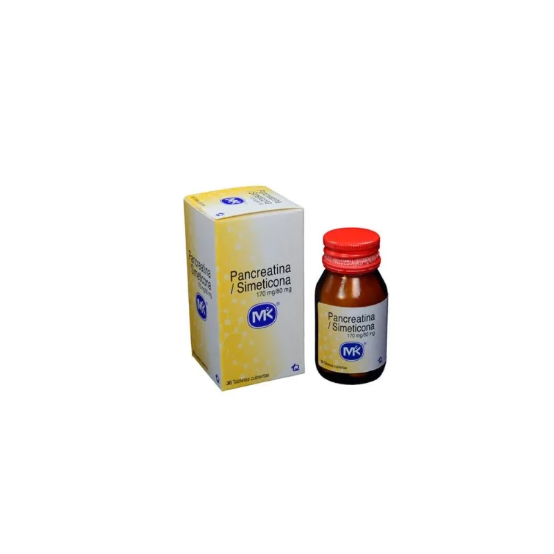 Pancreatina / Simeticona 170 / 80 Mg Caja con Frasco con 30 Tabletas