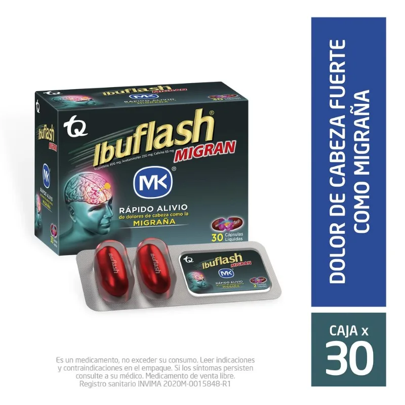 Ibuflash Migran Mk Rápido Alivio 30 Cápsulas Liquidas