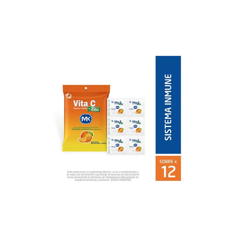 Vita C + 500 Mg Sabor a Naranja Sobre con 12 Tabletas
