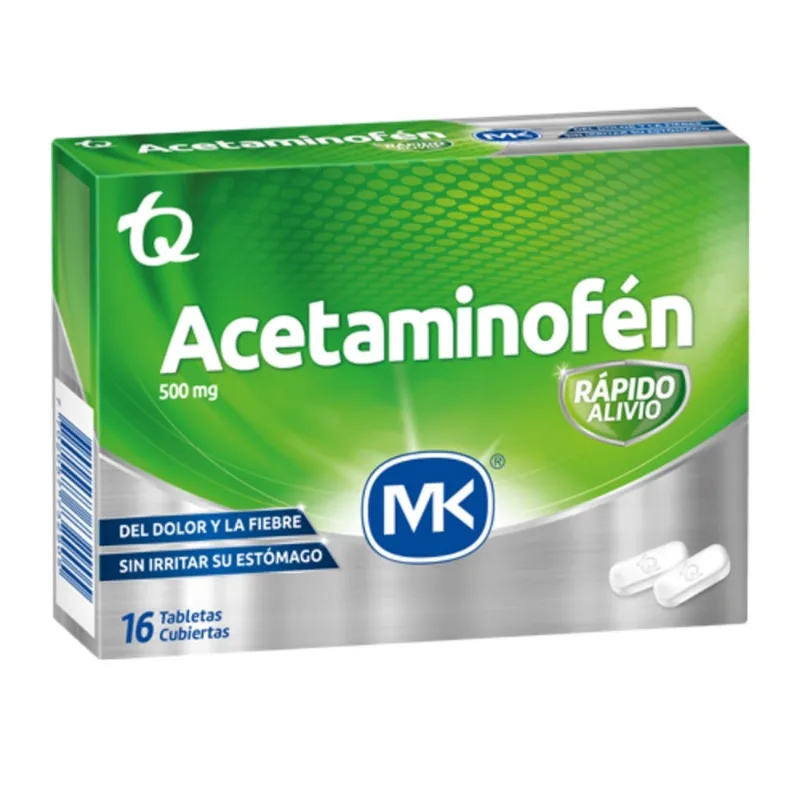 Acetaminofén Mk 500 Mg 16 Tabletas Cubiertas