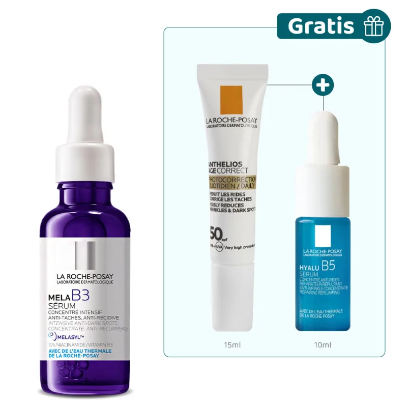 Kit MelaB3 + Hyalu B5 Mini+ Anthelios Age Correct Sin Color - La Roche Posay Kit