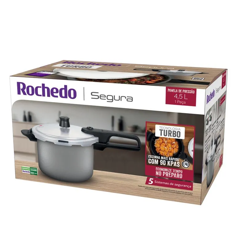 Panela de Pressão Antiaderente Rochedo Segura 4,5L Grafite