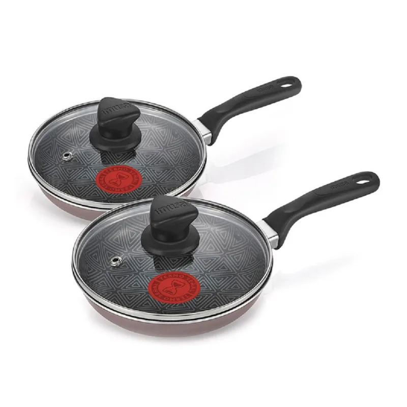 Juego de cacerola 14cm mango tapa vidrio x2piezas Imusa
