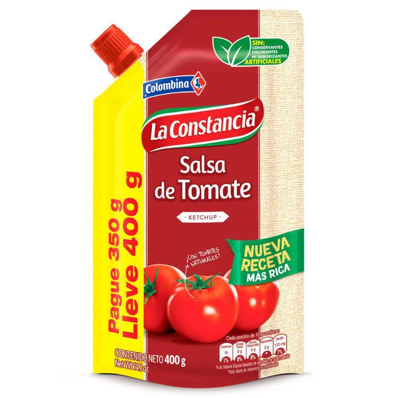 SALSA DE TOMATE PAG 350LLEV400 LA CONSTANCIA 350 gr
