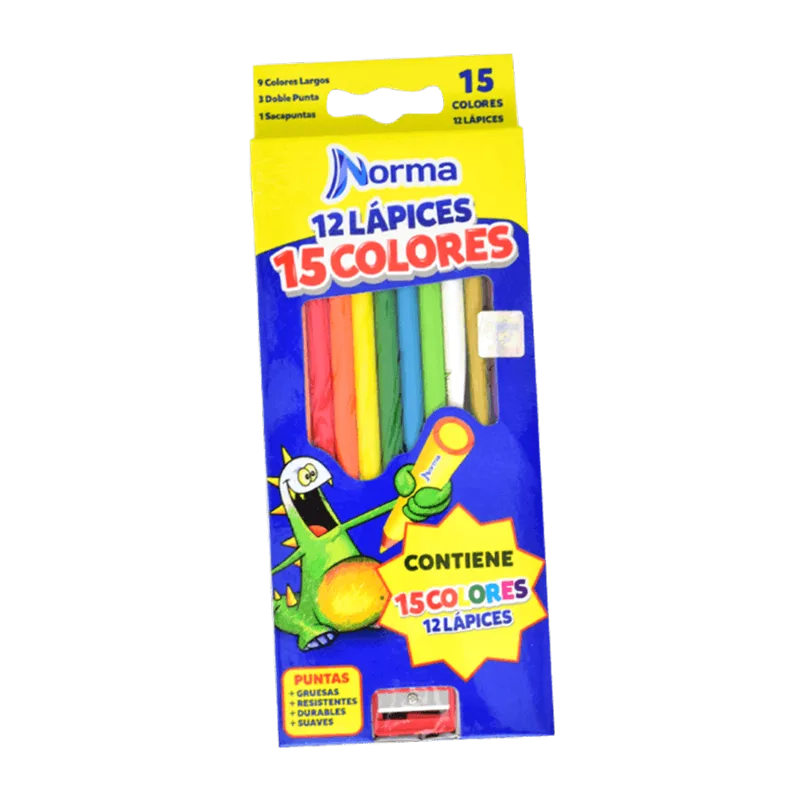 Lápices de Colores Doble Punta|Set de 12 Piezas|Sacapuntas