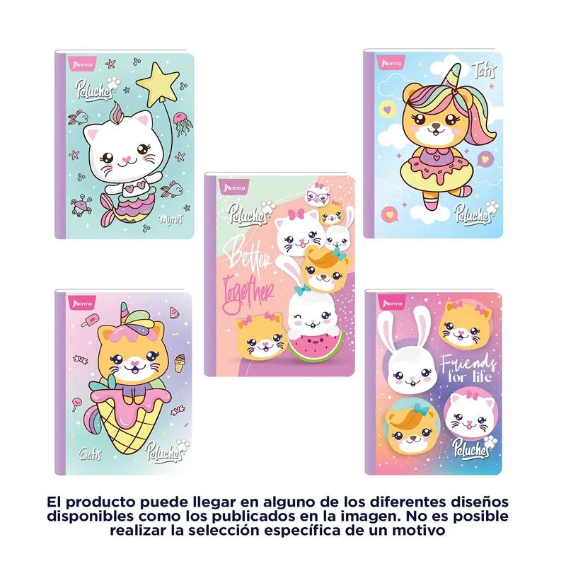 Cuaderno cosido de 100 hojas rayado Peluches (surtido)