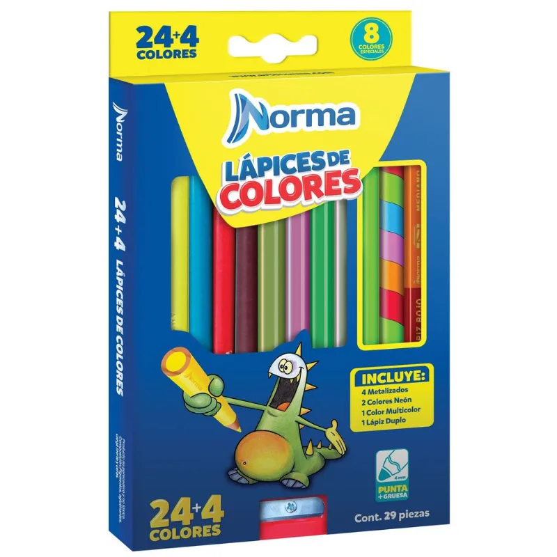Lápices de Colores Norma 28 Piezas | Pack Escolar | Colores Básicos