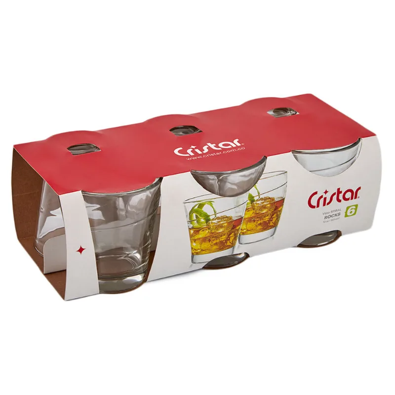 Vaso Spiral rocks 6 piezas Cristar